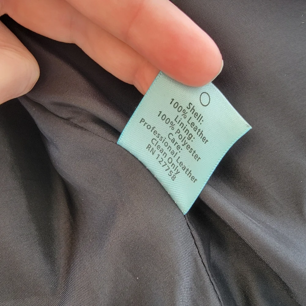 Truth+Pride Black Leather Moto Jacket Size Large Minimalist Classic Gold Neutral - Picture 15 of 16